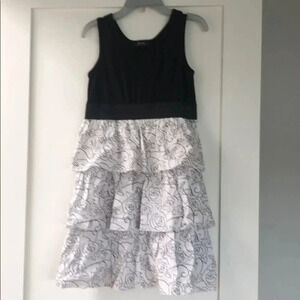 Girls black & white ruffle skirt tank dress